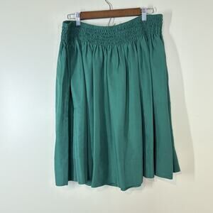 TALBOTS Women's 100% Silk Skirt Size XL Knee Length Green Airy Spring Summer